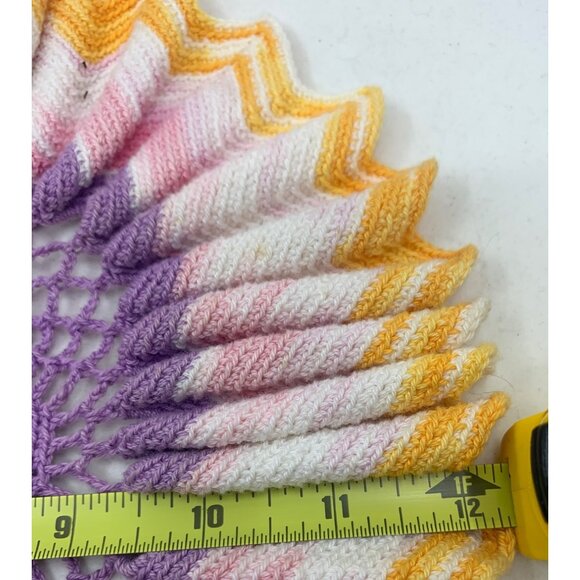 Vntg Crochet  Purple Yellow Doily Pleated Ruffled Table Place Mat Trivet Coaster - Picture 12 of 14